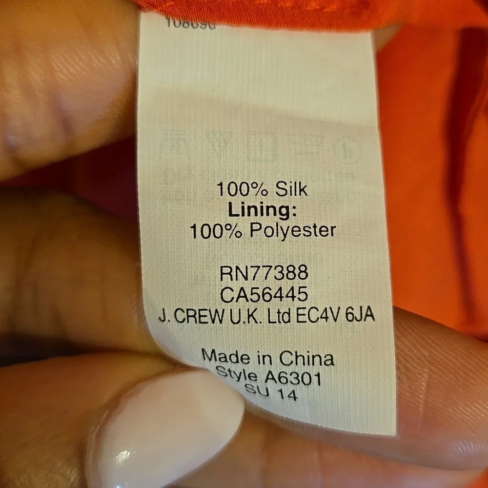 J. Crew Washable Silk Sleeveless A-Line Lined Chiffon Coral Maxi Dress NWOT